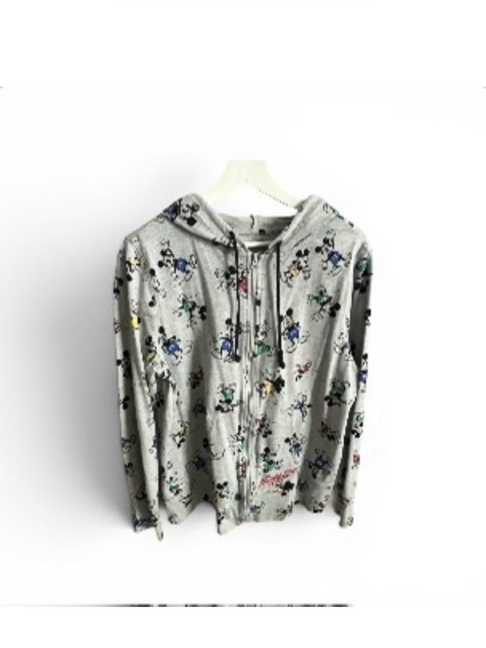 Disney Gray Hoodie Jacket with Multicolor Mickey Print